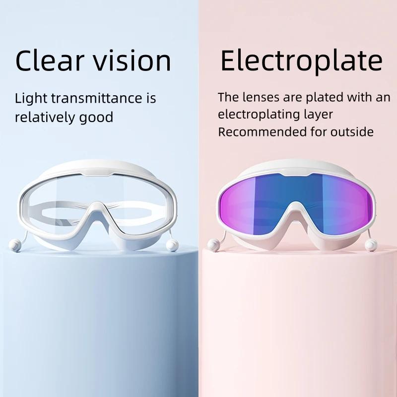Lunettes de natation grand cadre adultes - Vision large HD anti-buée UV protection étanches
