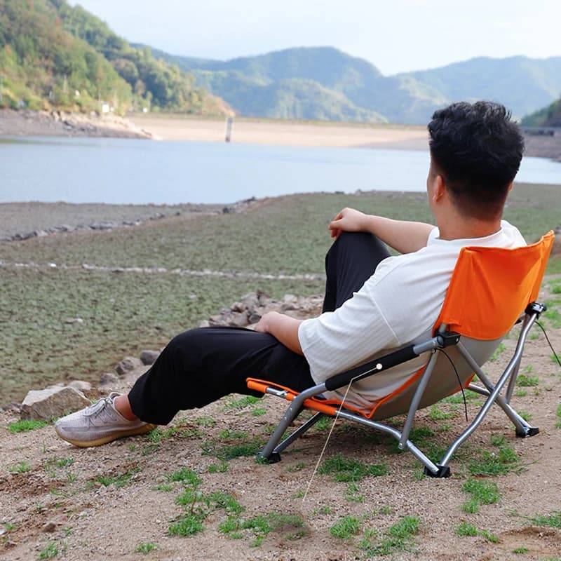 Chaise pliante de pêche plage avec accoudoirs et porte-gobelet pour camping voyage BBQ