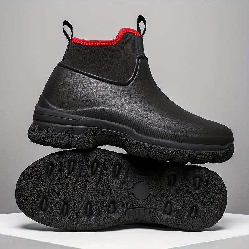 Chaussures de pluie homme semelle épaisse chef cuisine sport randonnée imperméables anti-dérapage résistantes