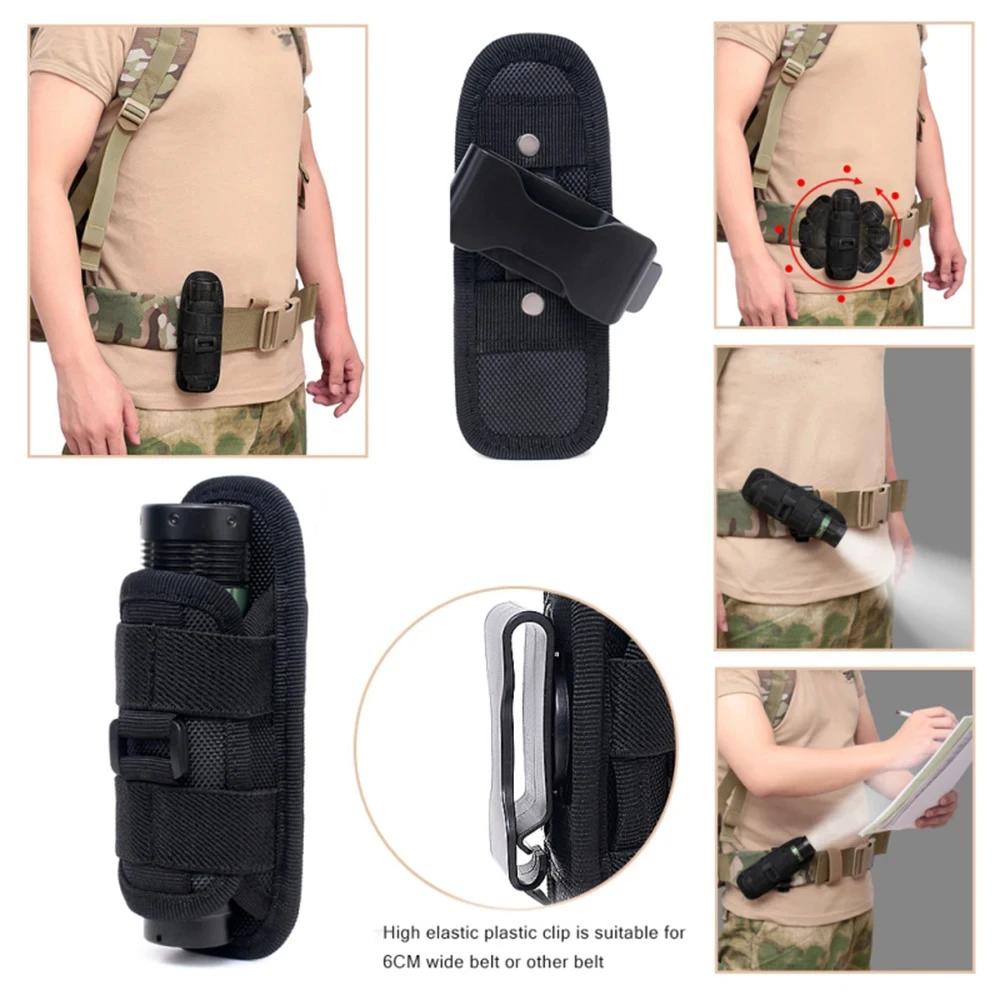 Pochette ceinture lampe tactique durable 360° rotation pêche chasse accessoires éclairage survie