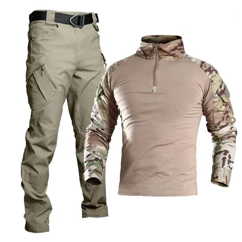 Uniforme chasse été pêche tactique manches longues pantalon camping camouflage homme