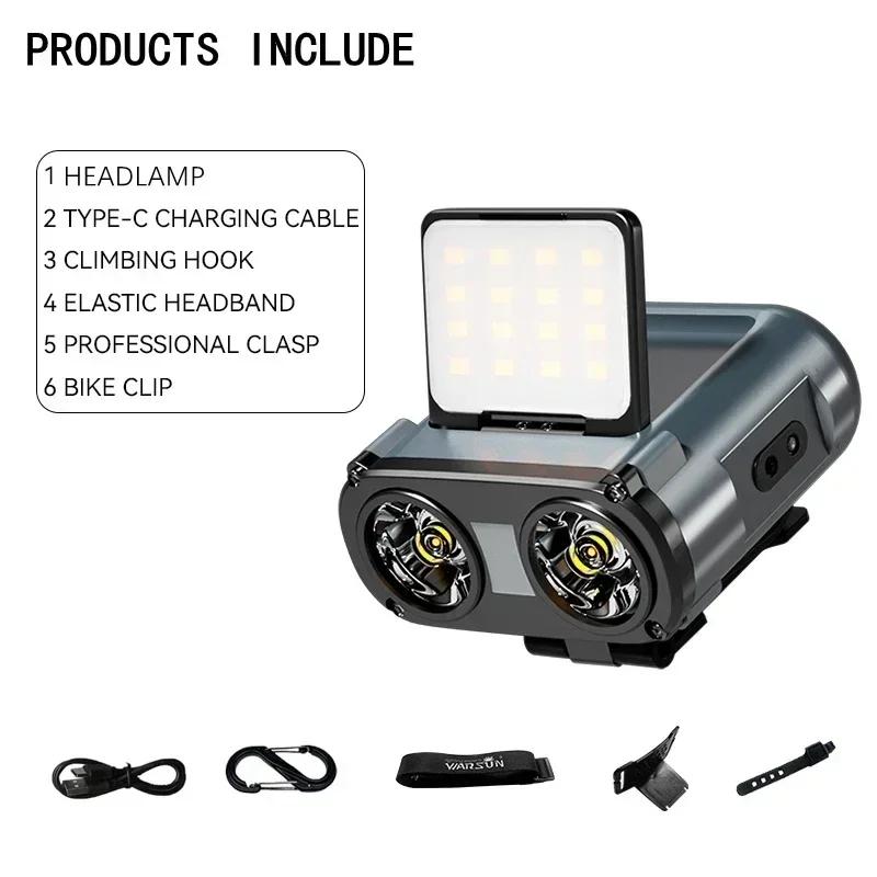 Lampe frontale LED COB avec capteur de mouvement - Rechargeable USB pour pêche nocturne et camping