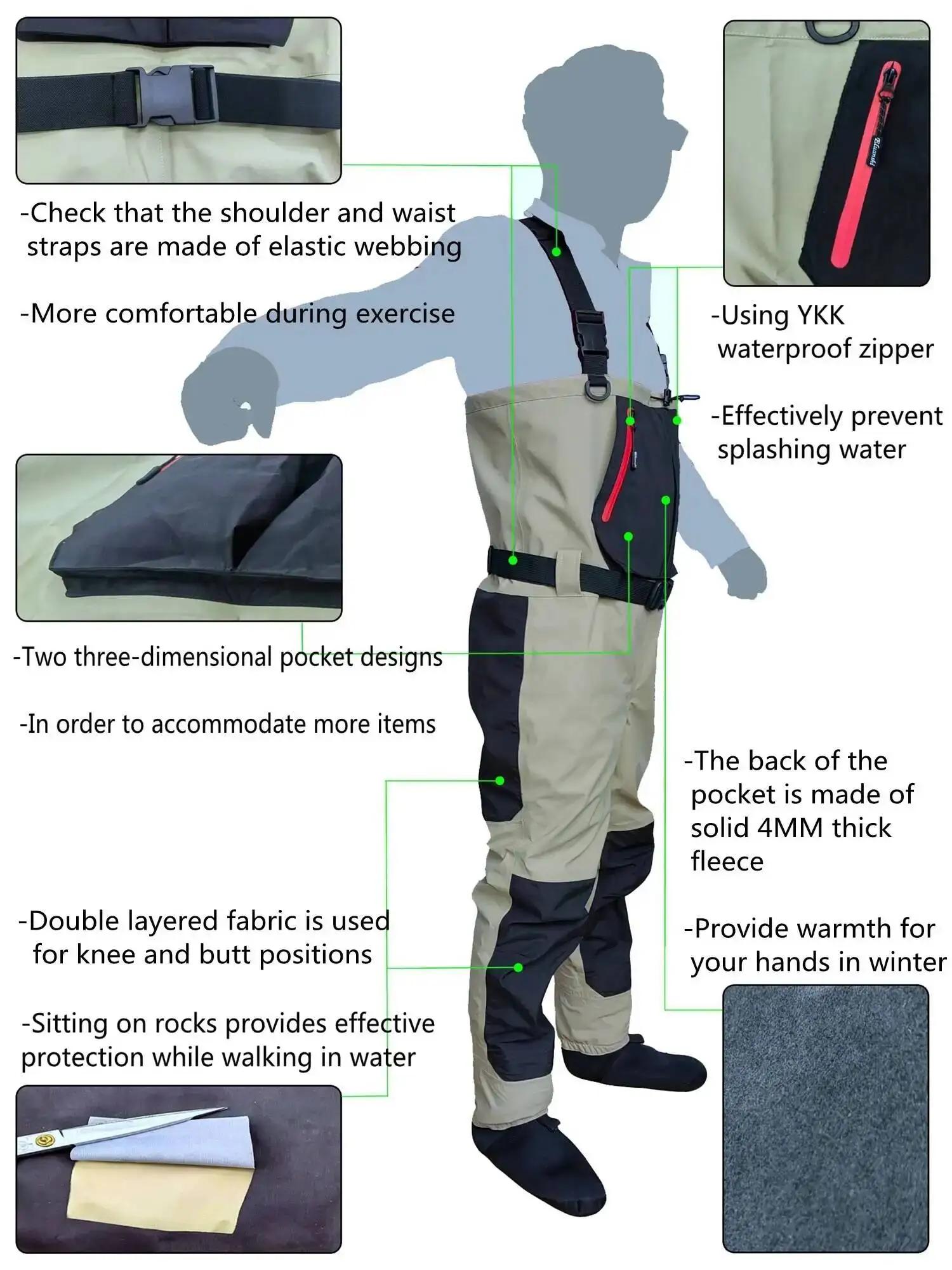 Waders néoprène pêche à la mouche enfants adultes - Bottes rapide séchage imperméables respirantes chasse rafting