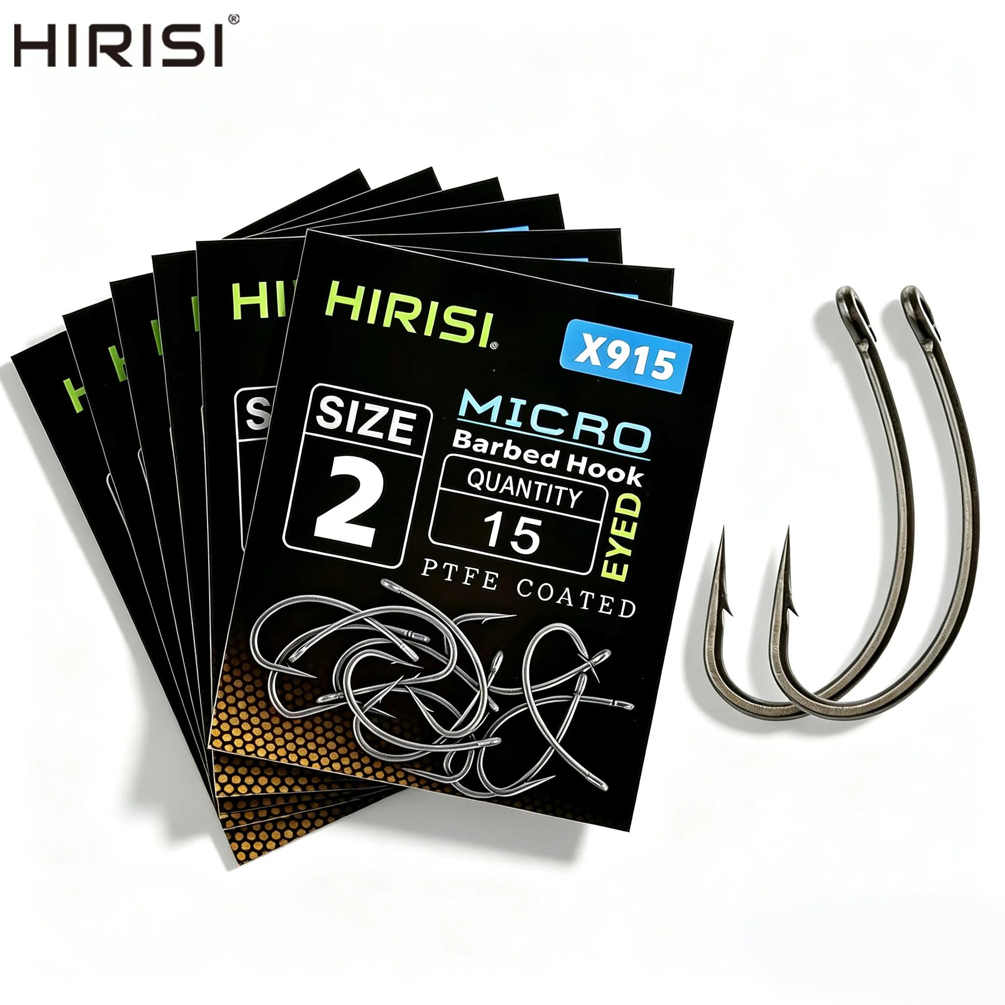 Hameçons carpe Hirisi X915 micro-barbe, acier haute teneur en carbone et revêtement PTFE, lot de 15