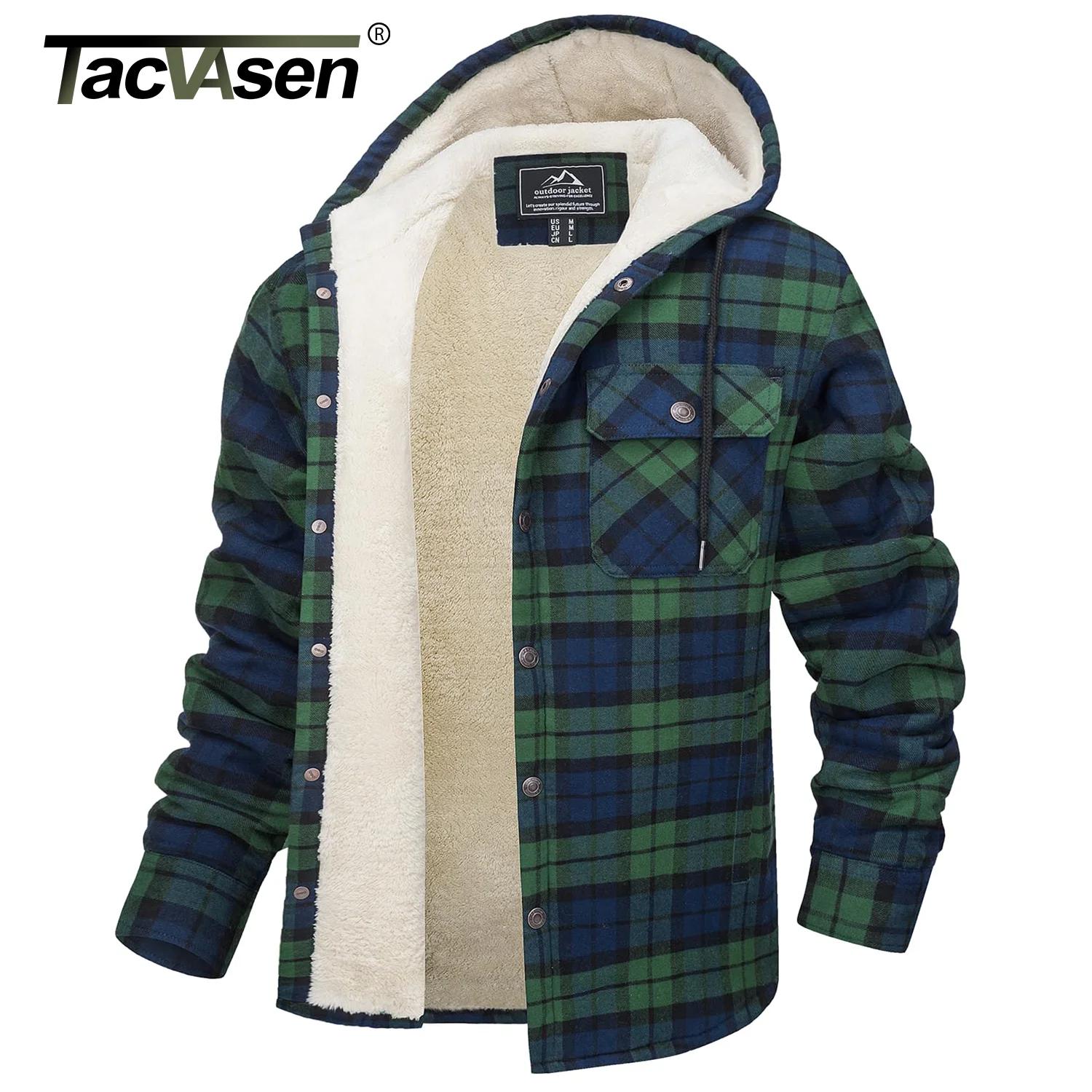 Veste polaire épaisse Sherpa pour pêche hiver - Veste à carreaux homme boutonnée chaude