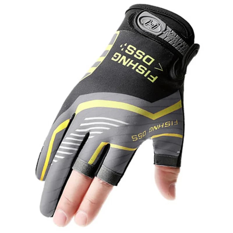 Gants de pêche homme été 3 doigts coupés protection solaire anti-dérapage conduite vélo respirants fins
