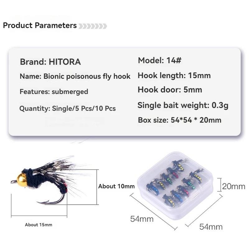 Leurres artificiels insectes 5/10 pièces - Nymphes plombées tête laiton pour truite et pêche à la mouche