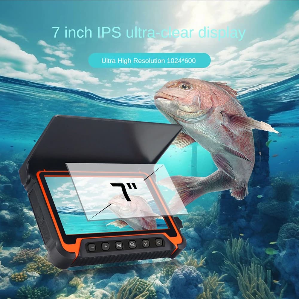 Caméra Sous-Marine Pêche 7" IPS avec 8 LED Infrarouges - Sondeur Visuel 15m/30m Câble Étanche