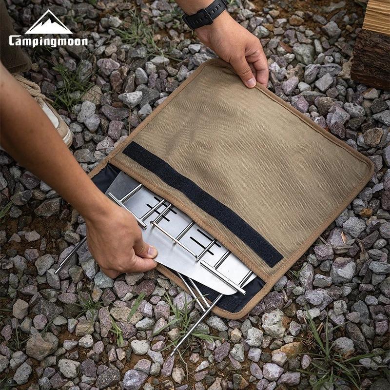 Barbecue portable pliant Campingmoon acier inoxydable - Gril de pêche compact pour repas en plein air