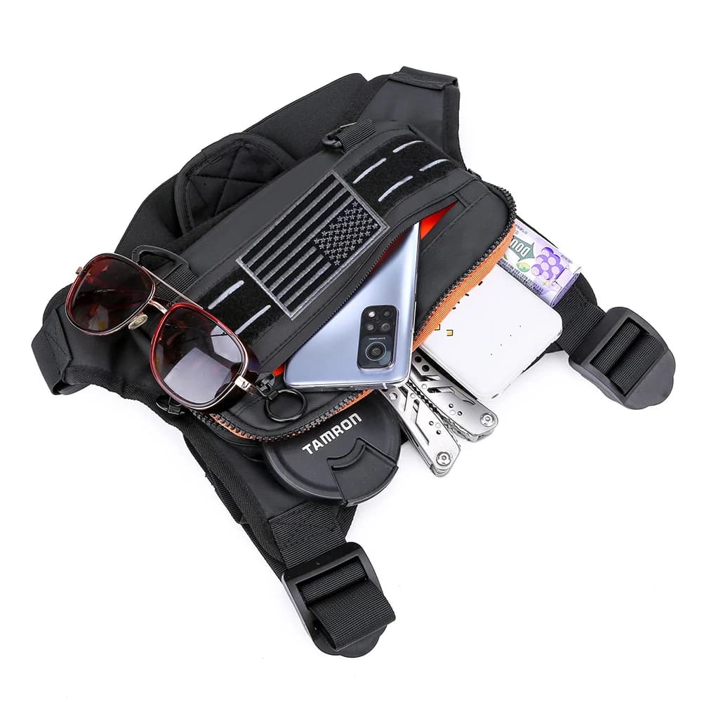 Sac de poitrine ajustable pour randonnée et course - Compatible armes - Sac ceinture thoracique sportif