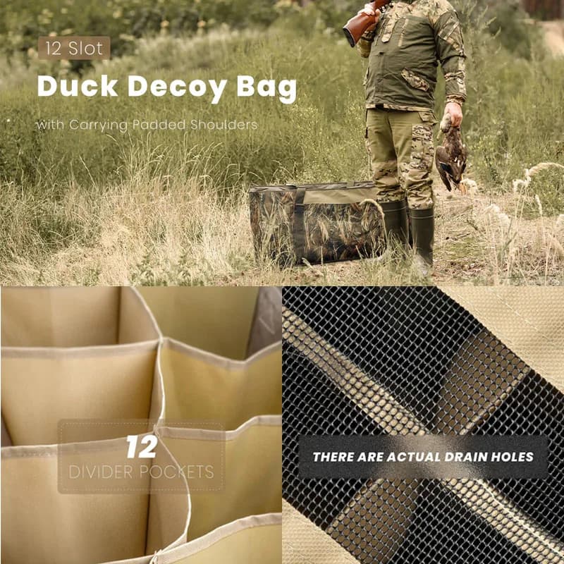 Sac à dos de stockage pour leurres de canard 12 emplacements - Sac de chasse transportable à main ou épaules