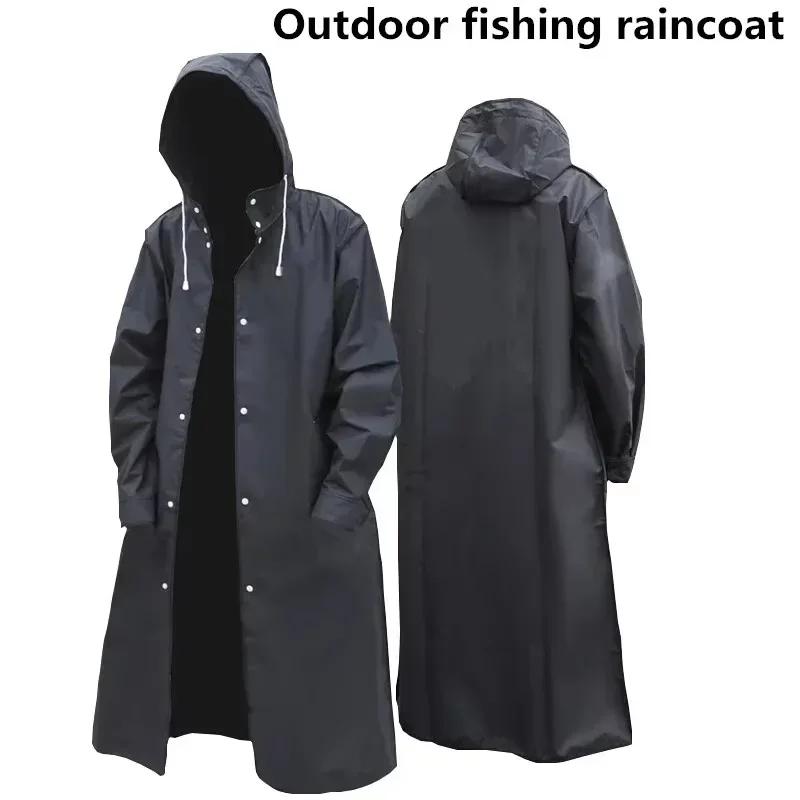 Imperméable longue pêche randonnée - Manteau pluie étanche homme femme capuche - Vêtement extérieur