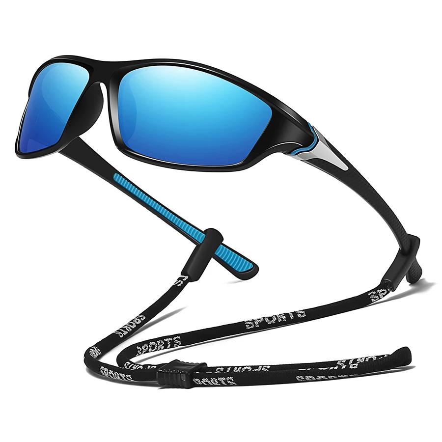 Lunettes de sport polarisées avec chaîne pour cyclisme et pêche - Protection UV400 unisexe outdoor