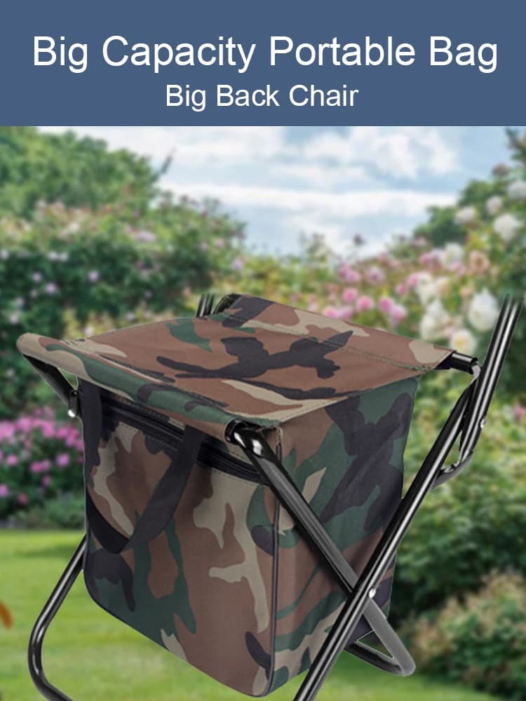 Chaise pêche pliante 1pc avec glacière intégrée dossier réglable chasse léger portable