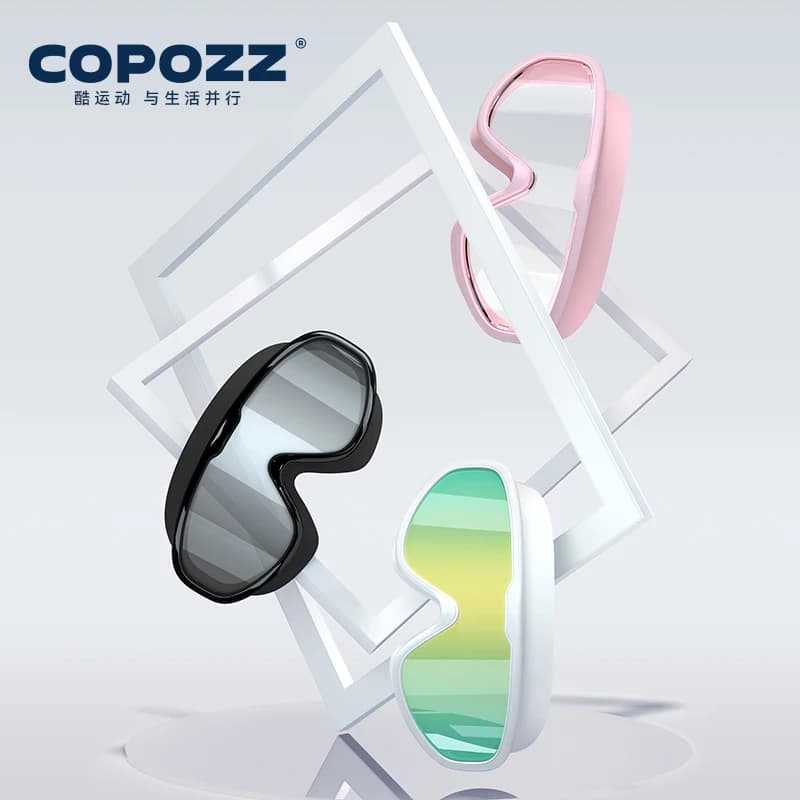Lunettes de natation COPOZZ anti-buée UV - Lentille monobloc grand cadre silicone - Homme femme
