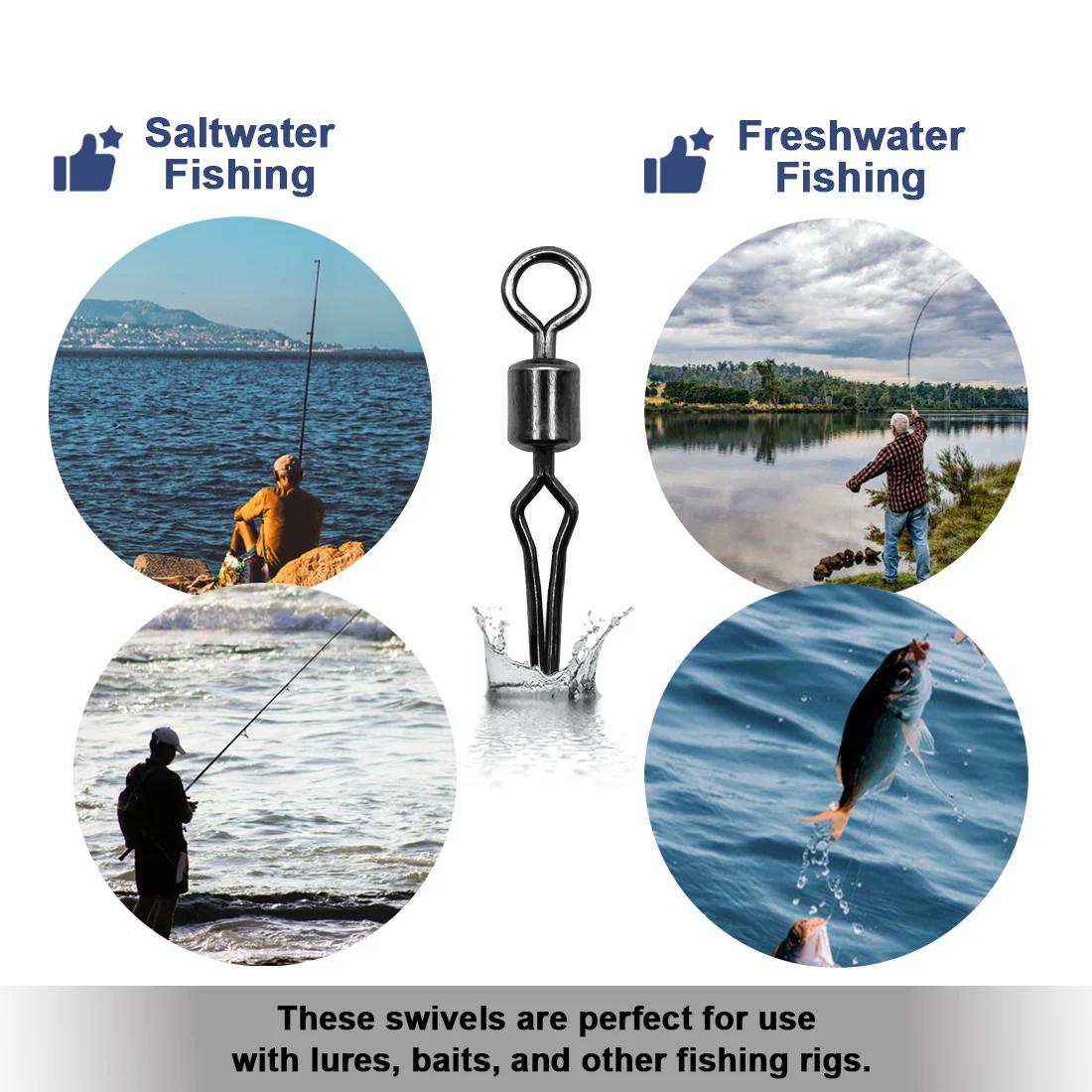 Émerillons roulants 50-100pcs avec mousquetons pour pêche en mer - Connexion rapide ligne