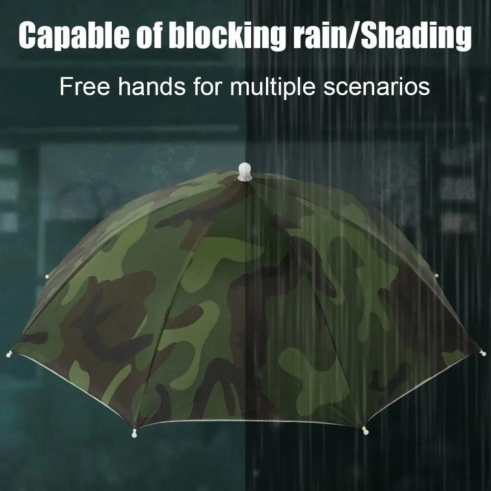 Chapeau parapluie pêche anti-vent pliable portable protection solaire pluie camping plage extérieur