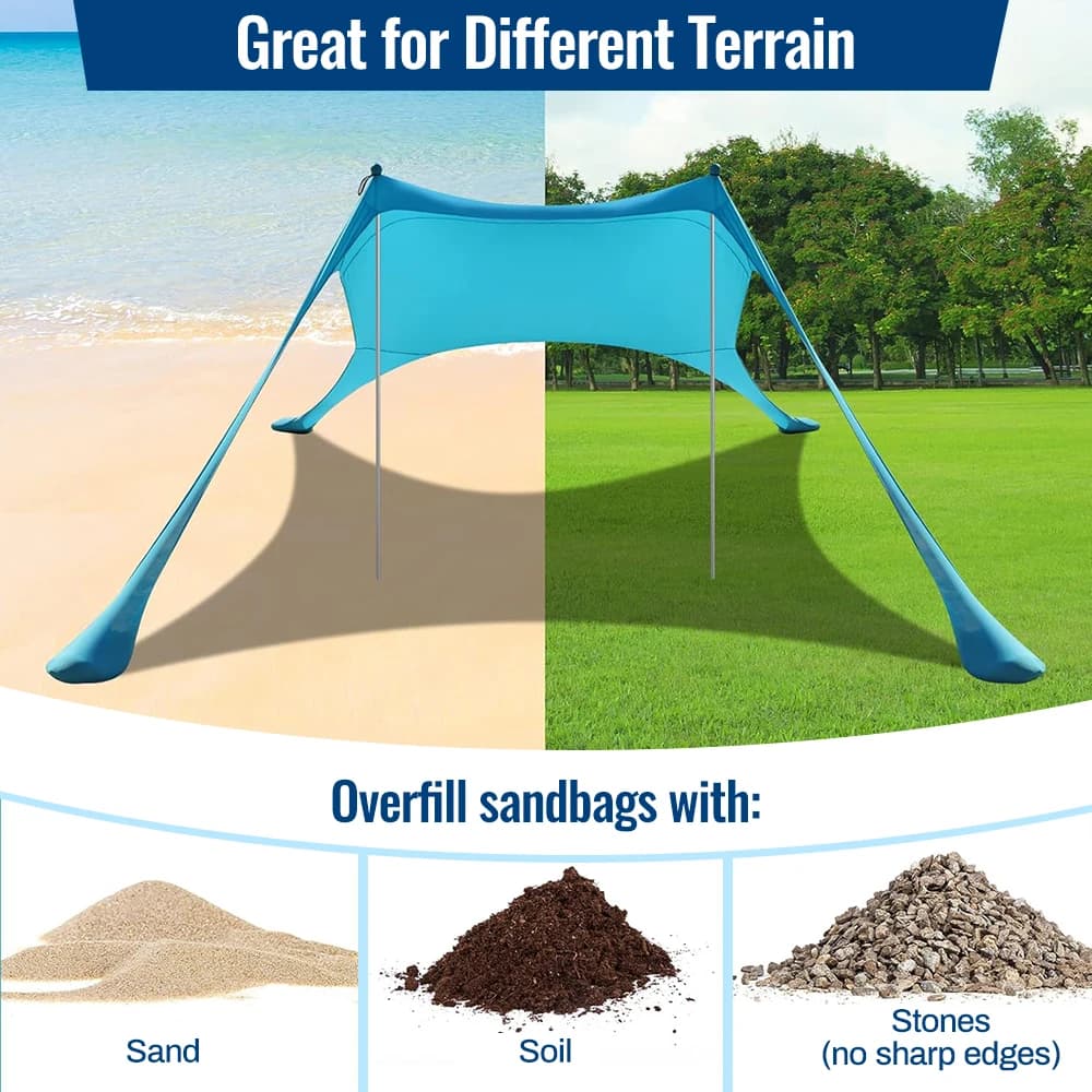 Tente plage lycra portable protection UV installation facile abri pêche camping pique-nique extérieur ombrage