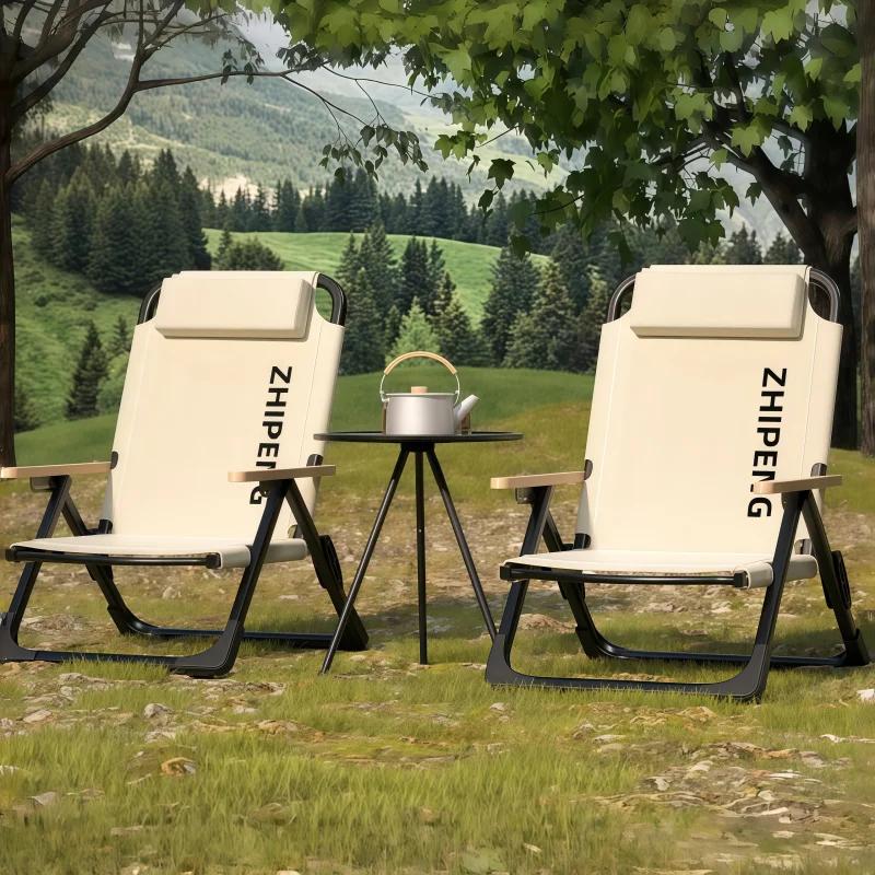 Chaise de pêche réglable avec coussins amovibles pour camping, plage et randonnée