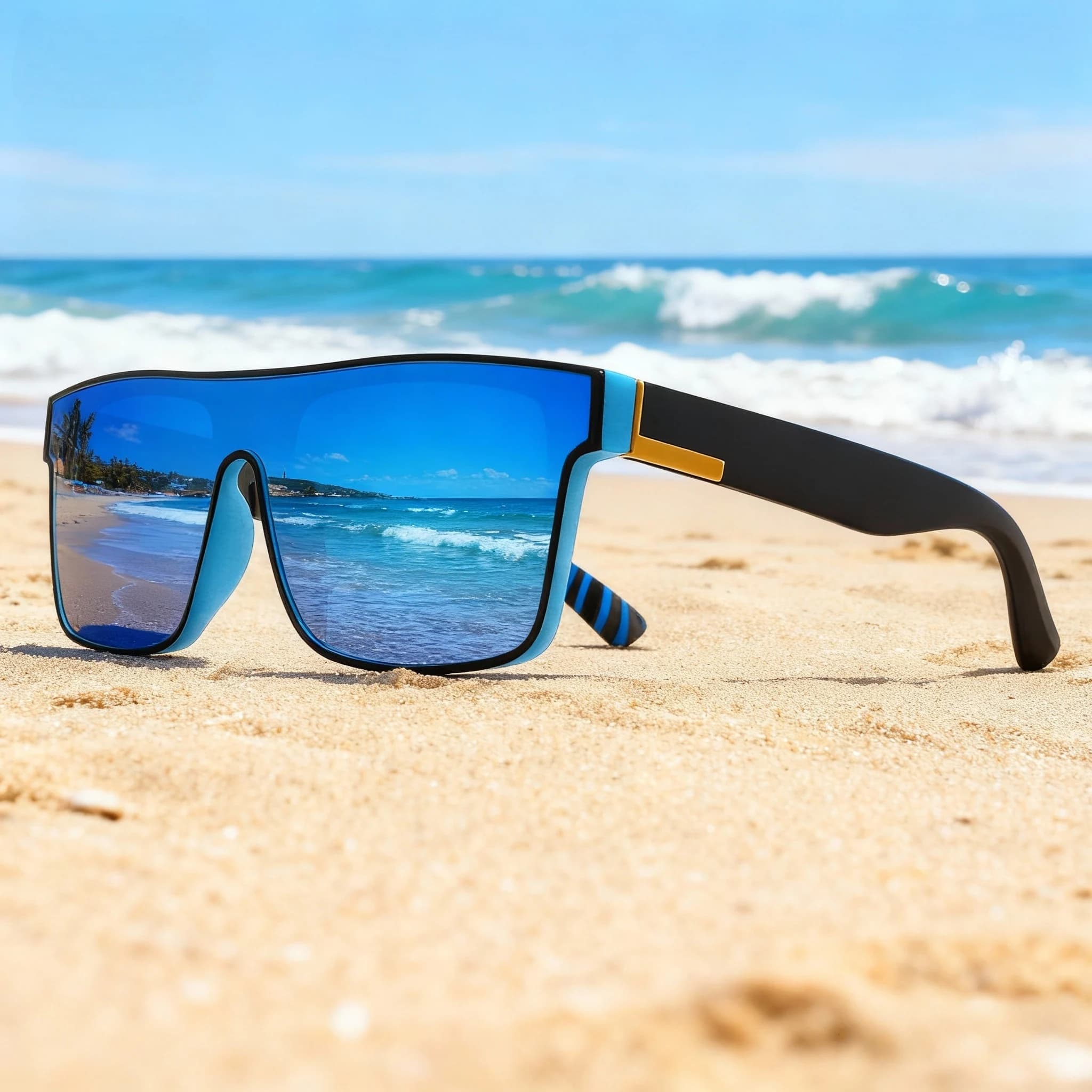 Lunettes carrées classiques fashion unisexe UV400 - Verre unique pour vélo, randonnée et voyage