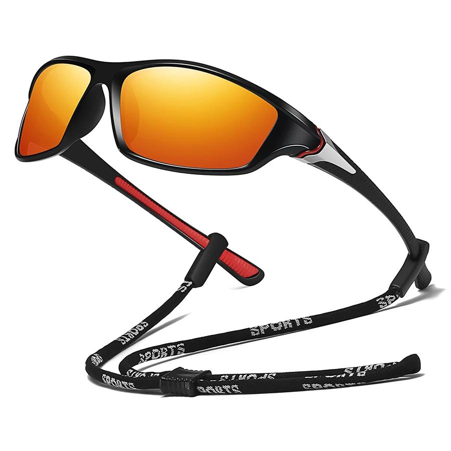 Lunettes de sport polarisées avec chaîne pour cyclisme et pêche - Protection UV400 unisexe outdoor