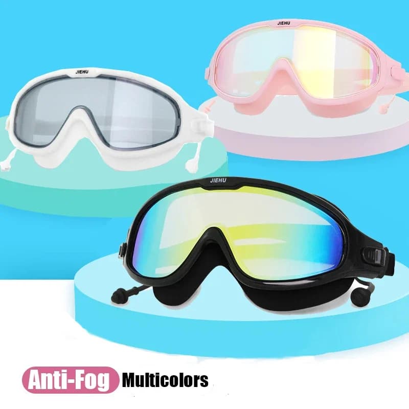 Masque de natation adultes étanche anti-buée avec verres miroir UV pour sports aquatiques