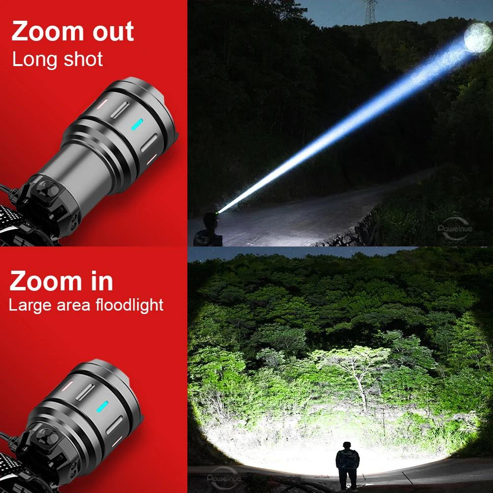 Nouvelle lampe frontale LED 800W 500 millions lumens zoomable 2025 pour pêche chasse