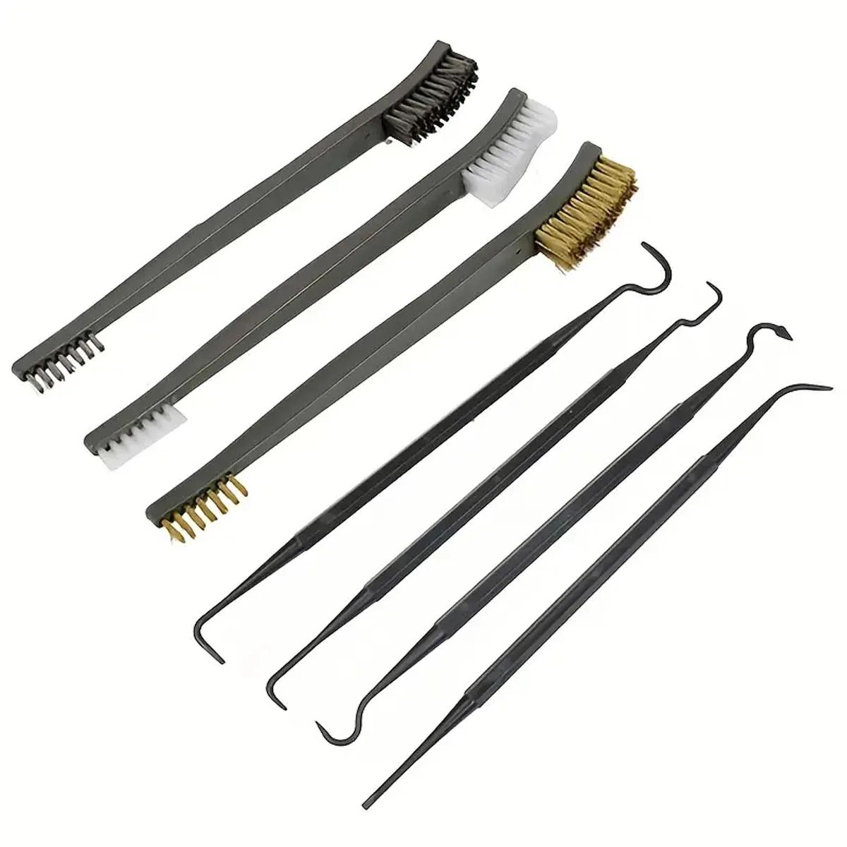 Kit brosses double extrémité acier et nylon pour dérouillage, polissage et nettoyage matériel pêche