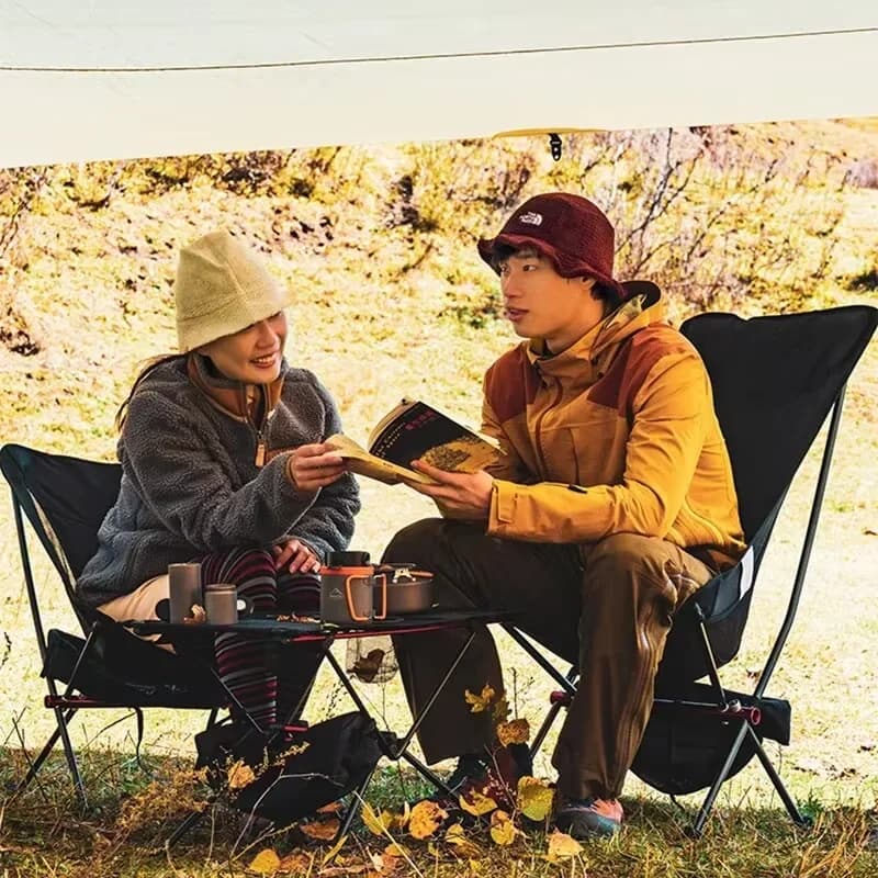 Fauteuil lune pliant pêche camping extérieur - Chaise relaxation dossier haut ultra légère portable