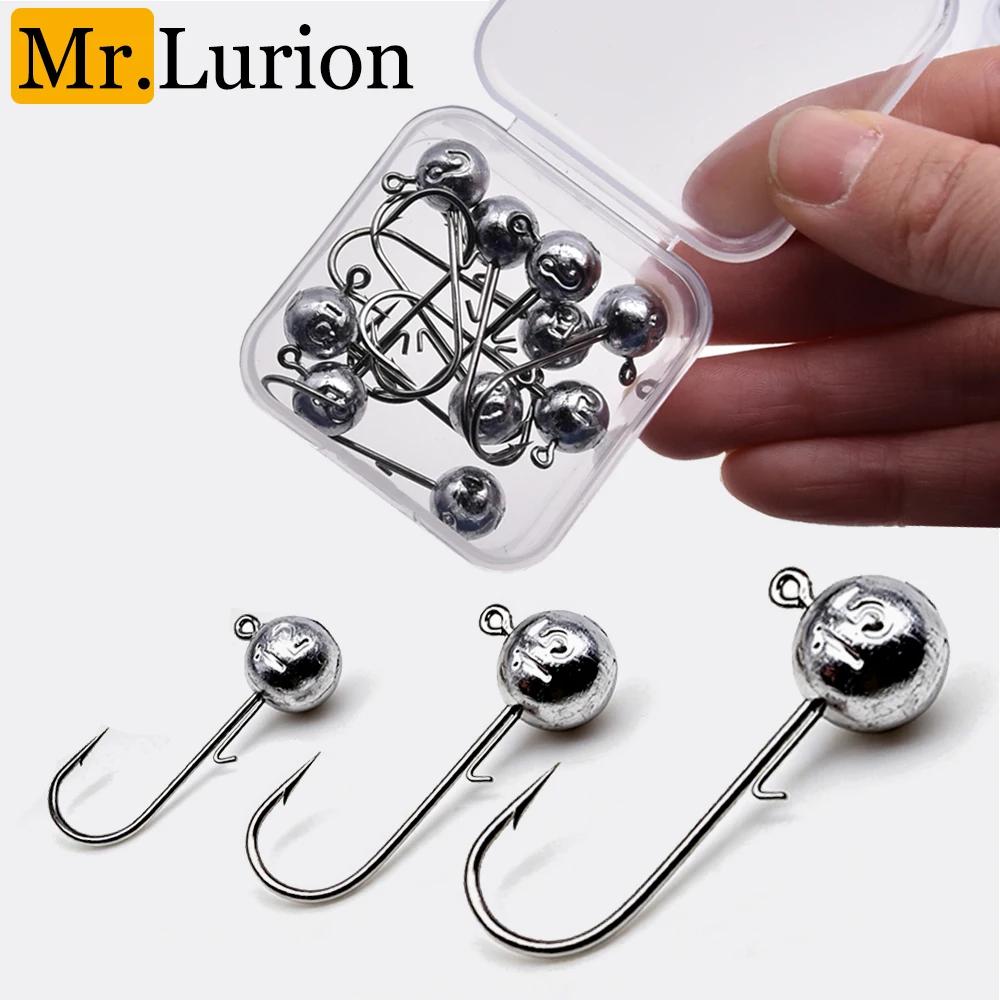Boîte MrLurion hameçons plombés 2g à 20g - Hameçons jig round head pour leurres souples et pêche du bass