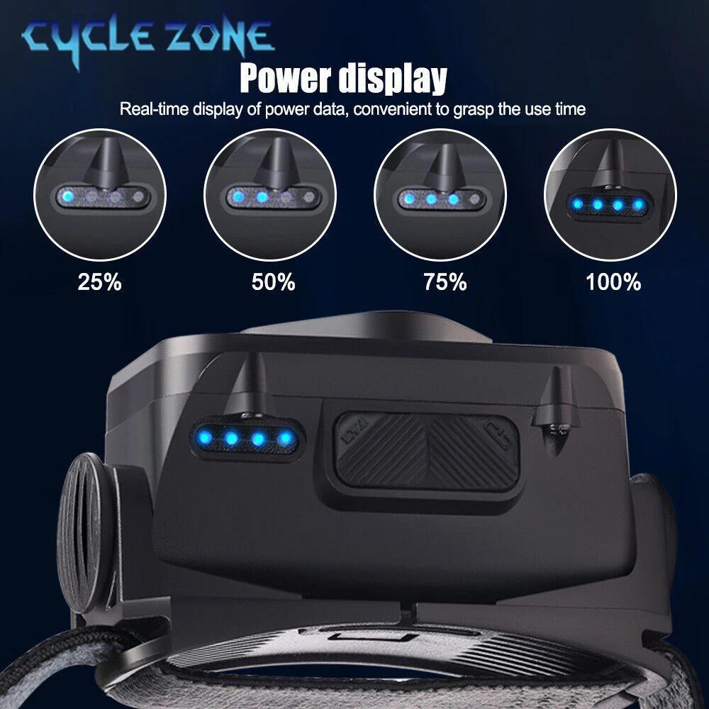 Lampe frontale 8 LED induction Type-C rechargeable 5 modes éclairage pêche camping détecteur