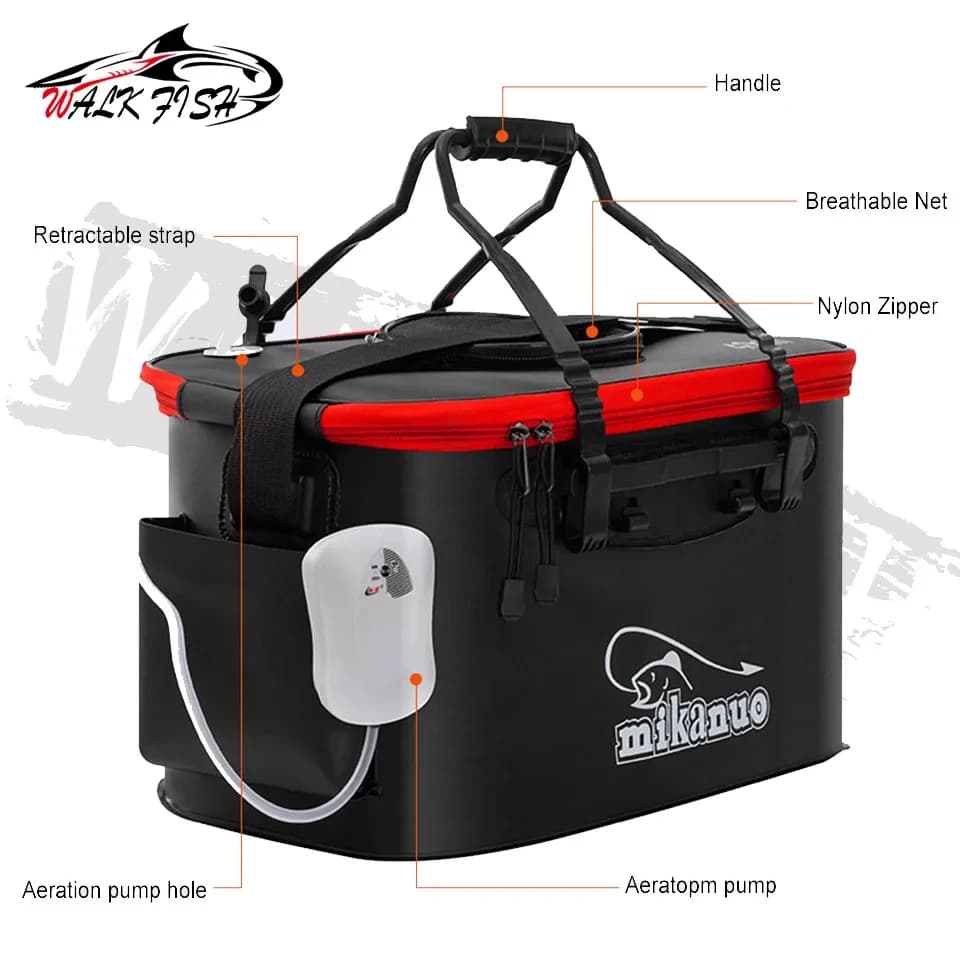 Seau pliable pêche EVA étanche pour conservation poissons vivants lors de randonnée et camping