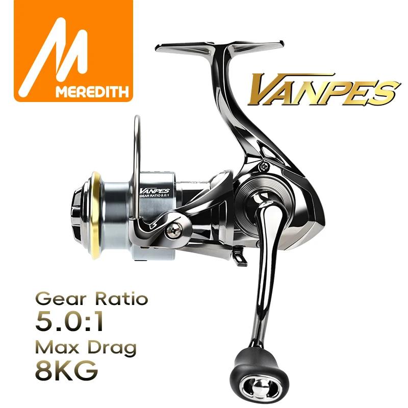 Moulinet MEREDITH VANPES anti-rouille - Ratio 5.0:1 - Freinage 8kg max - Roulement fluide pour pêche précise
