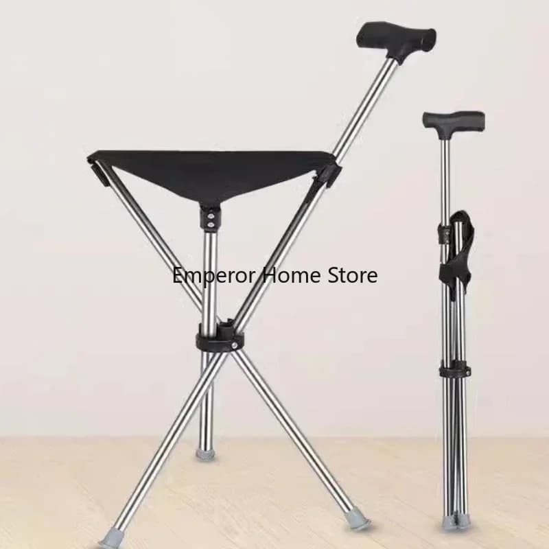 Chaise-béquille pliable senior portable - Siège marche léger pour randonnée montagne et plage