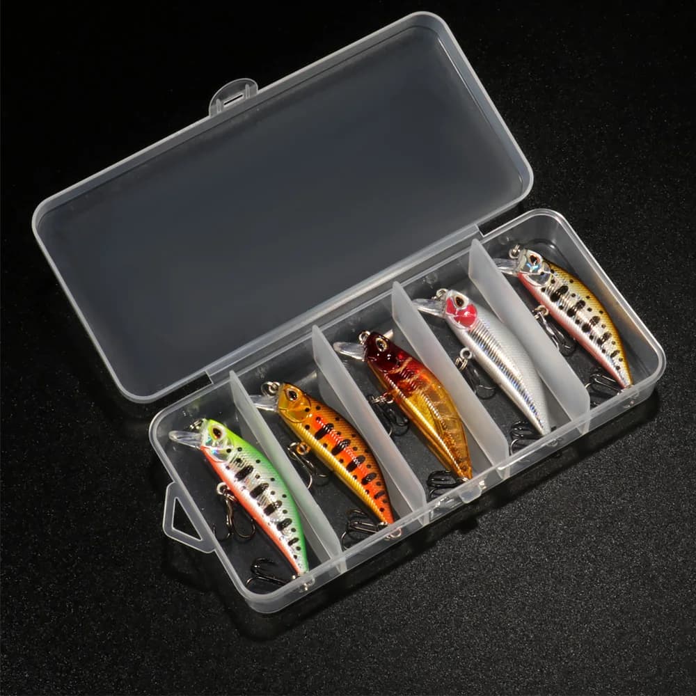 Kit 5 leurres minnow coulants pour truite et bar - Appâts artificiels crankbait et jerkbait flottants