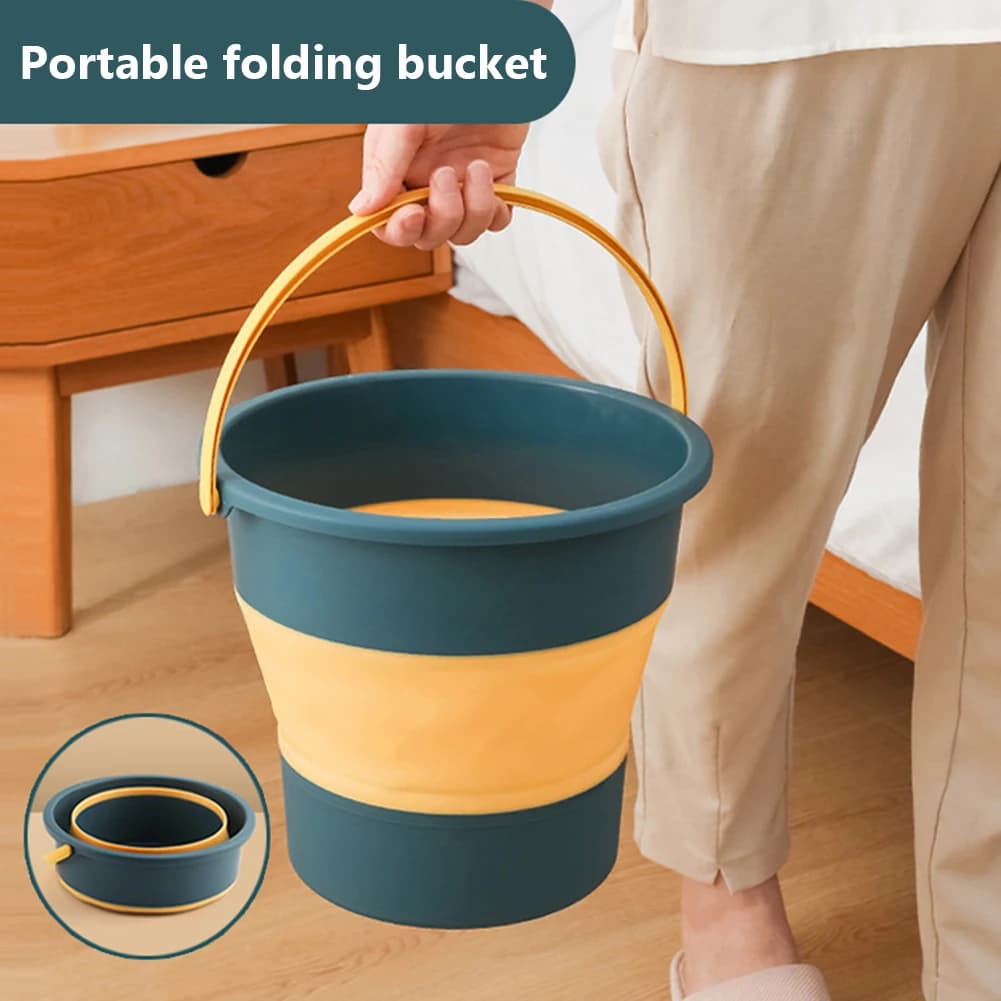 Seau pliable portable 5/10/17L avec couvercle pour pêche lavage voiture camping ménage extérieur