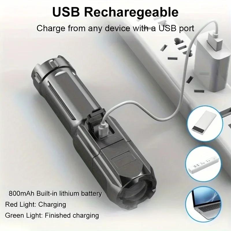 Lampe torche LED tactique rechargeable - 100 000 lumens étanche pour pêche, chasse et camping