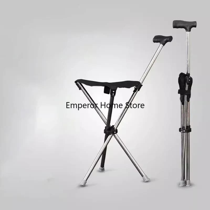 Chaise-béquille pliable senior portable - Siège marche léger pour randonnée montagne et plage