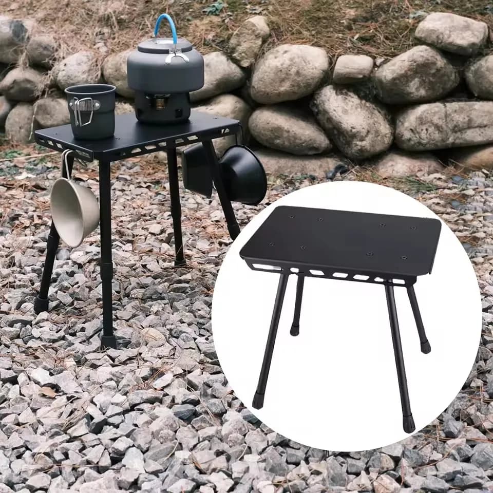 Table et chaise double usage pêche camping - Tabouret portable relevable bureau extérieur pliant