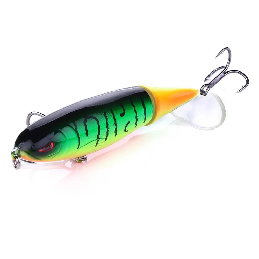Leurre de pêche topwater spinner 14cm avec hélice et queue rotative, appât dur popper pencil pour carnassiers