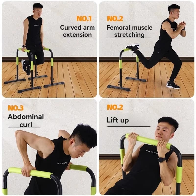 Barres parallèles split réglables en hauteur pour dips et flexions extensions bras - Équipement fitness maison
