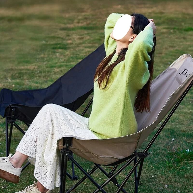 Chaise lune pliante portable haute confort pêche camping extérieur avec dossier renforcé