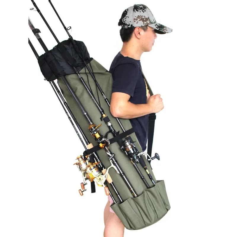 Sac de pêche Oxford cylindre pour canne et moulinet - Étui de transport professionnel pour matériel de pêche