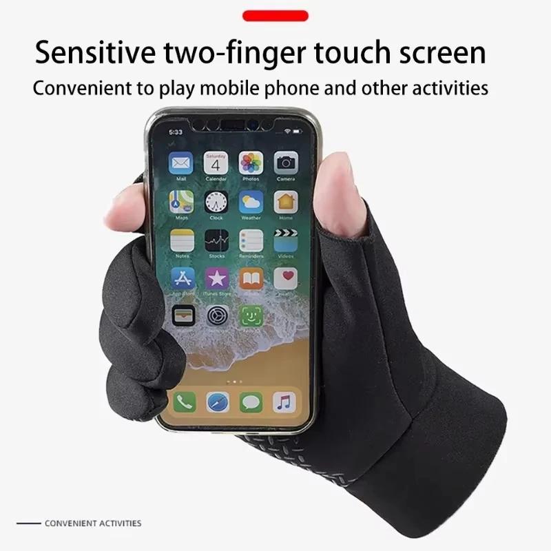 Gants d'hiver écran tactile pêche ski vélo mixte - Design 2 doigts antidérapant hommes femmes