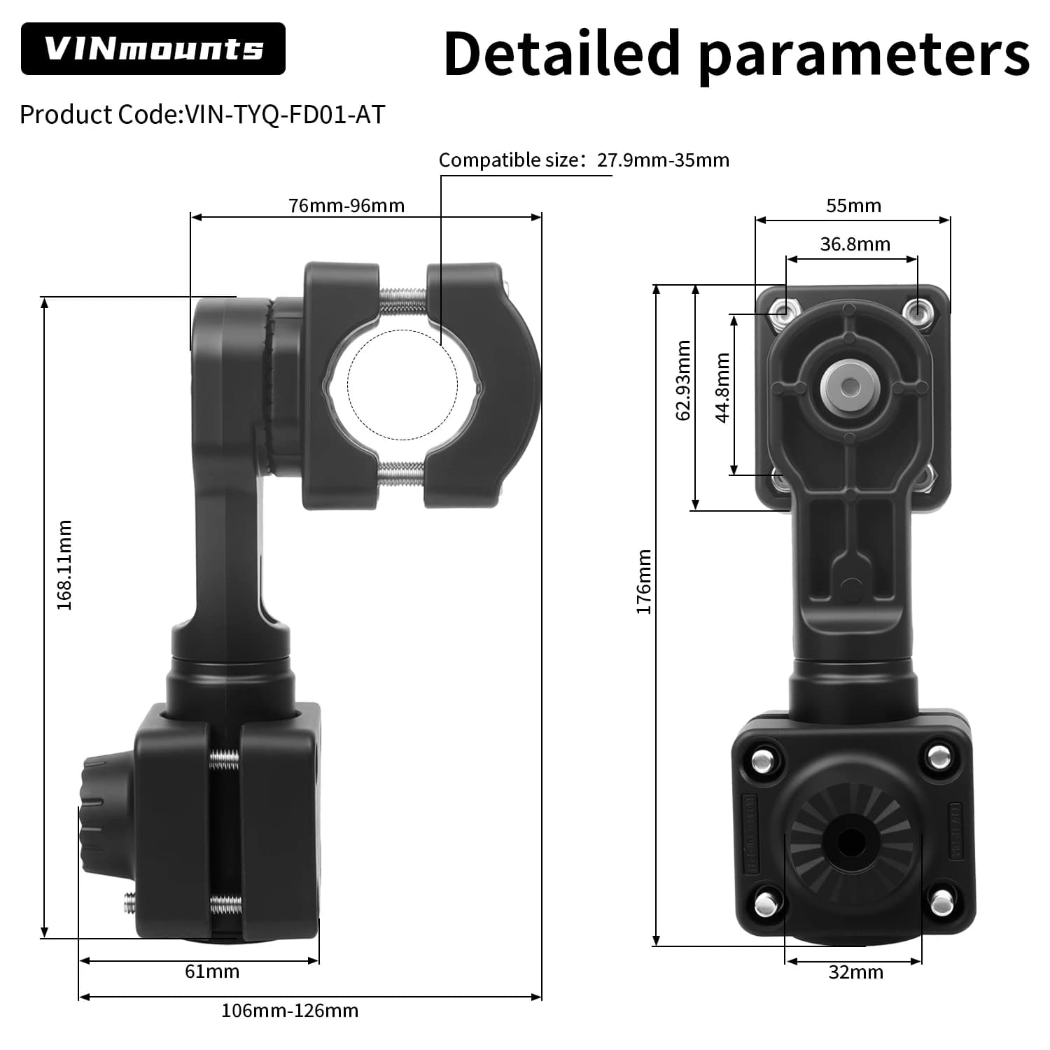 Support 0 degré perspective pour sonar LOWRANCE ActiveTarget 2 - Support capteur multi-mode VINmounts