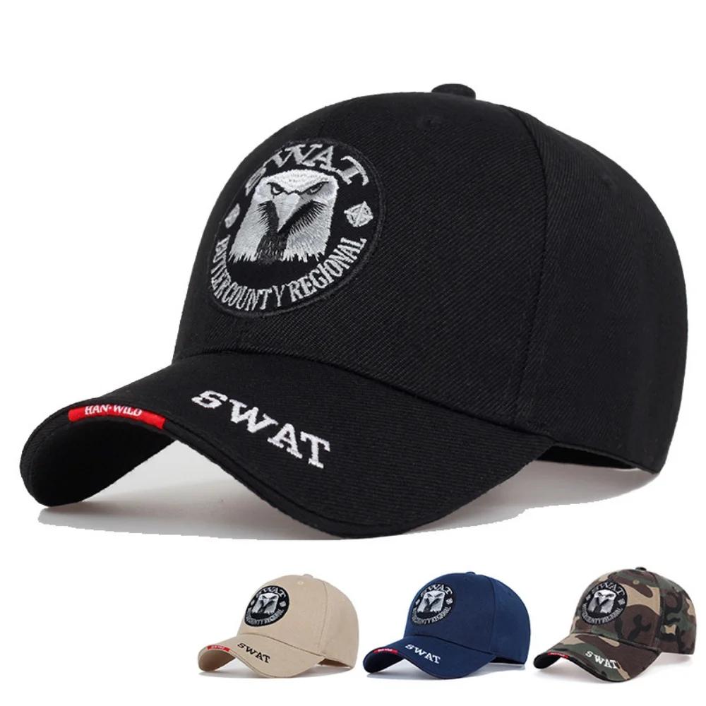 Casquette baseball SWAT Eagle brodée pour hommes - Modèle aigle tactique réglable pour pêche et outdoor