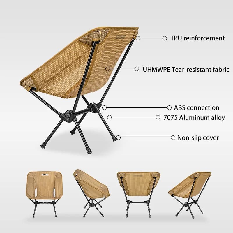 Chaise pêche plage ultralégère Flame's Creed - Siège camping pliant pour sieste pêcheur