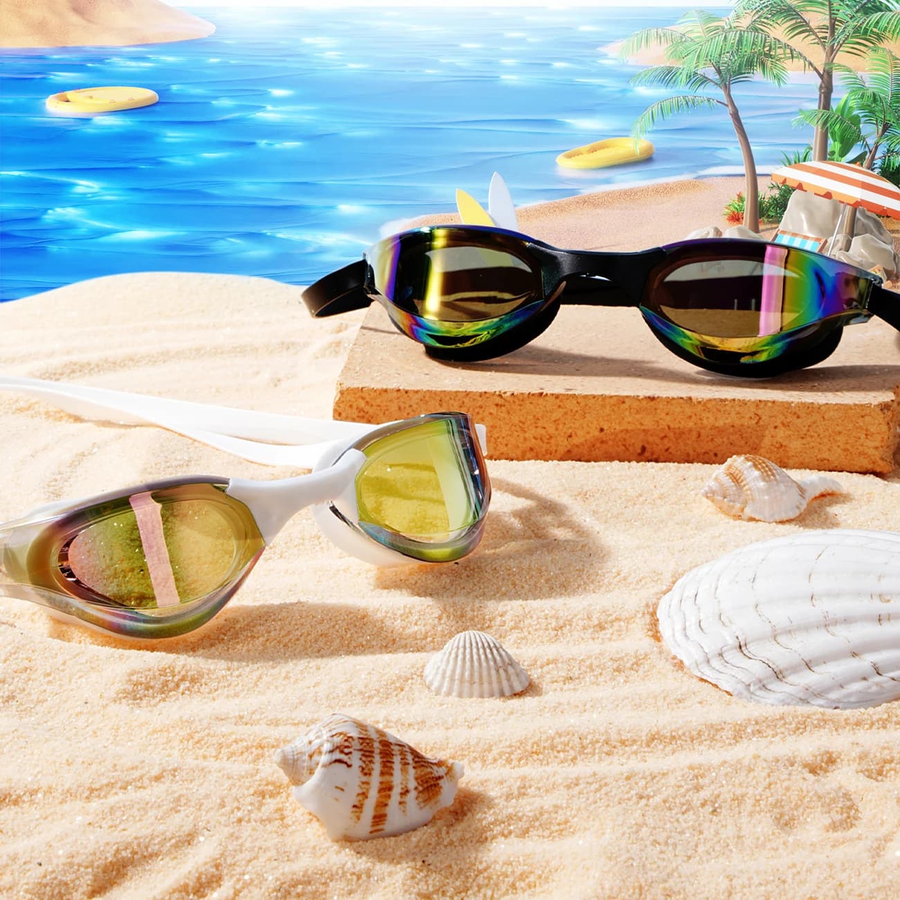 Lunettes de natation adultes anti-buée UV protection silicone doux étanches piscine eau libre
