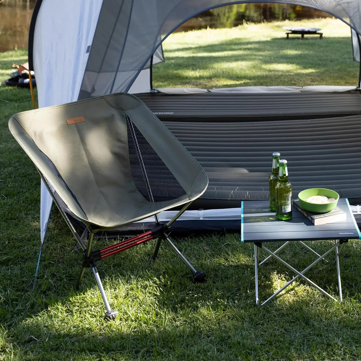 Chaise camping ultralégère Naturehike avec embouts boules pour pêche sur terrains instables