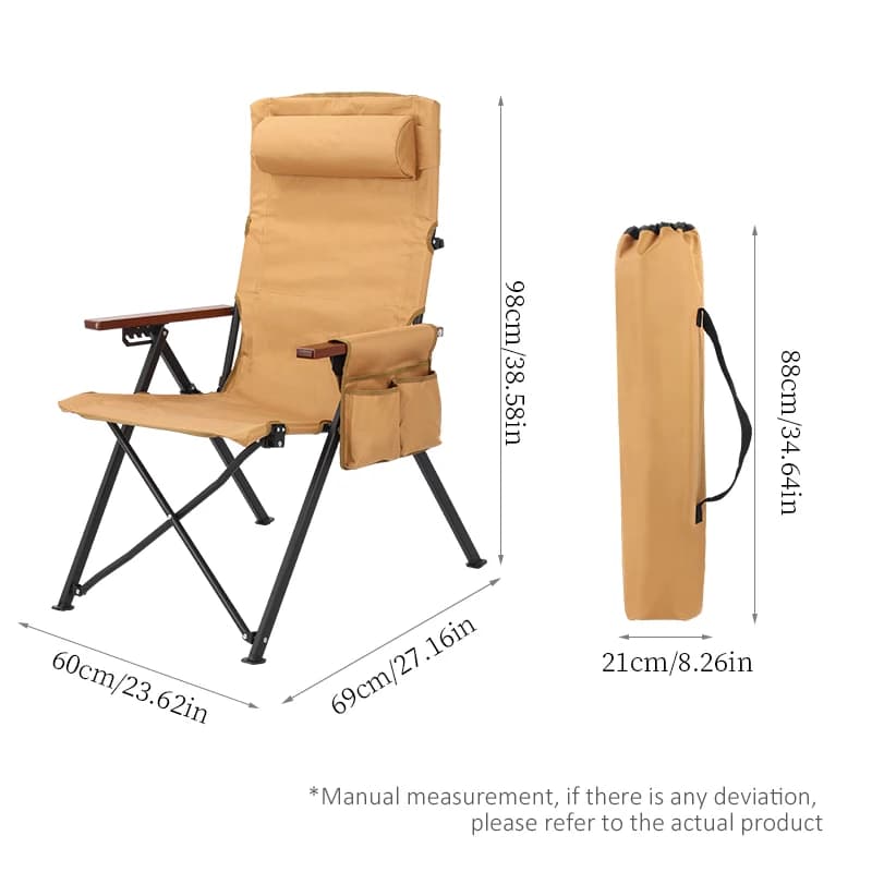 Chaise pliante 5 positions réglable avec coussin et accoudoirs - Parfaite pour pêche, camping et terrasse